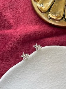 Authentic 18K Gold Plated S925 Sterling Silver Pentagram Star Hoop Earrings Mini Huggie