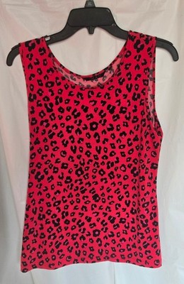 Iman Global Chic Sleeveless Tank and Pants Red Leopard M Petite
