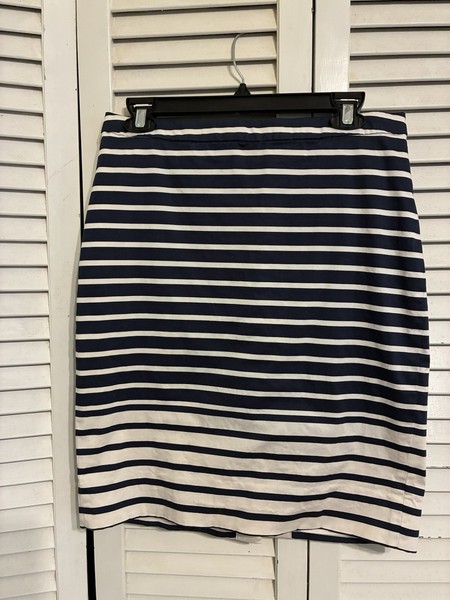 J.CREW Women's Straight Pencil Skirt Sz 6  Blue-black/ Cream Striped