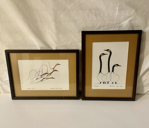Vintage MCM Framed Art Prints Benjamin Chee Chee "Spring Flight" & "Friends"
