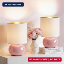 Ceramic Table Lamps Set of 2, Modern Classic Bedside Lamps for Nightstand, Small