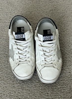 Golden Goose GGDB White/Grey Distressed Leather Low Top Superstar 