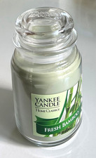 YANKEE CANDLE Jar FRESH BAMBOO Clear Glass Green 22-oz Airtight Lid RETIRED NEW