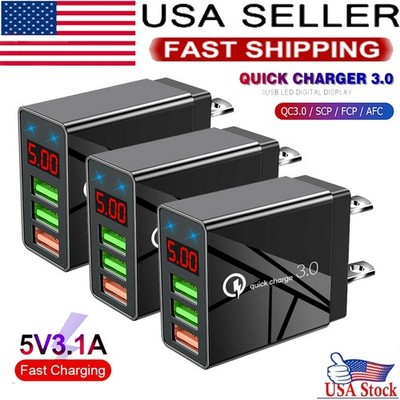 3 Port 5V 3A Fast Quick QC 3.0 USB Hub Wall Charger Power Charge Adapter US