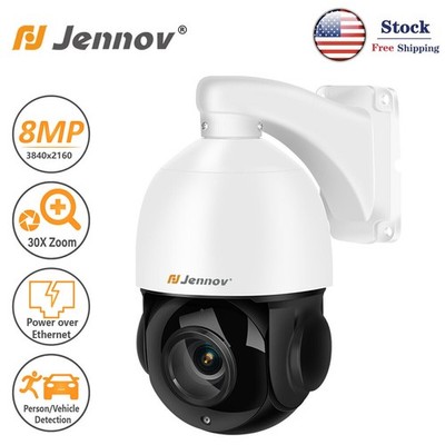 JENNOV 4K 8MP 30X Zoom PoE Security Camera PTZ Auto Tracking