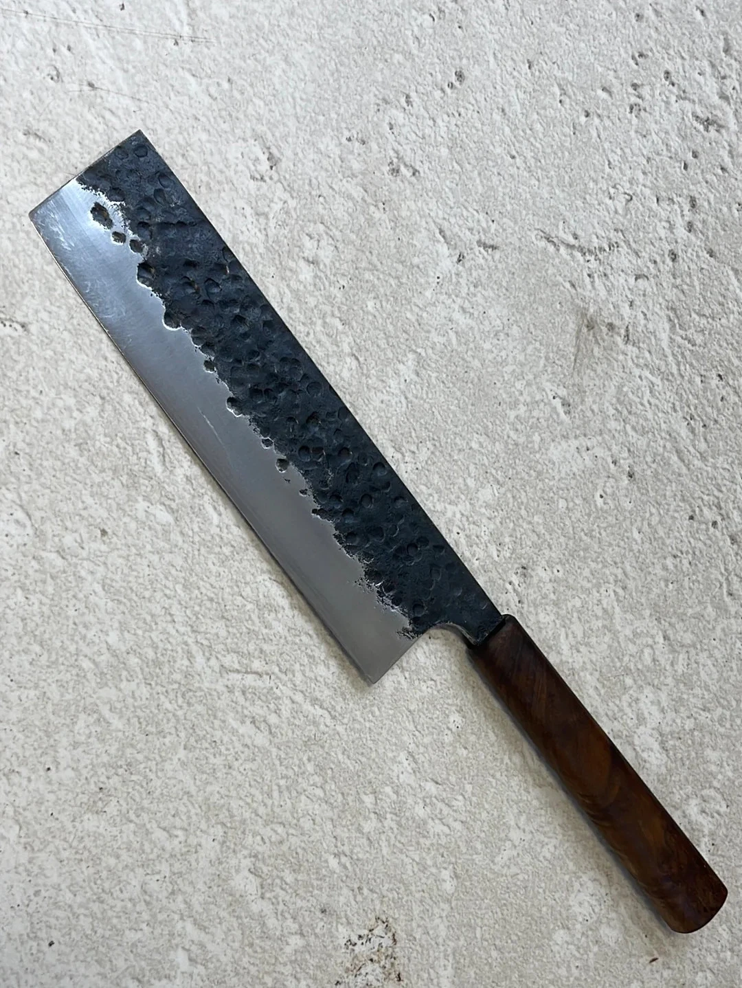 Nakiri 180mm Kurouchi Tsuchime with Jatiwood Timber Handle