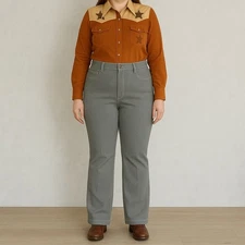 Vintage 70s Sears Perma-Prest Gray Pants Tall Taiwan R.O.C. Flare Trousers