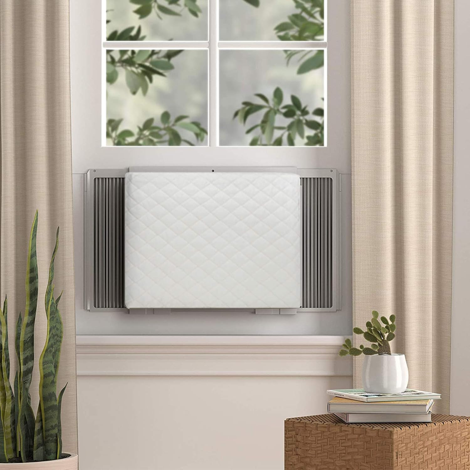 Large Beige Indoor Air Conditioner Cover with Double Insulation