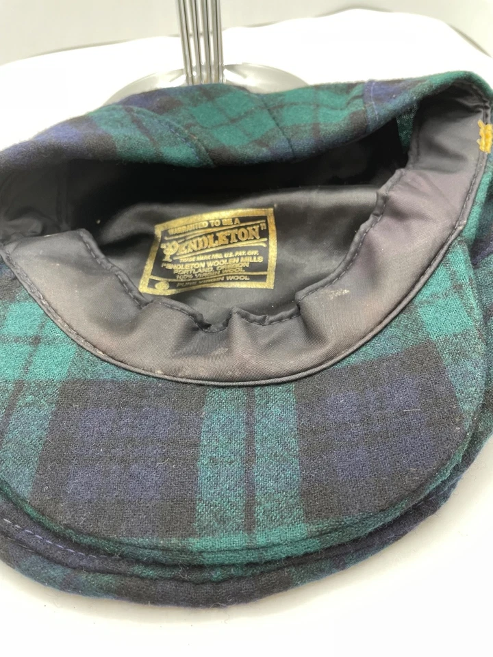 Pendleton Hombres Tartán Verde Lana, Etiqueta Dorada, Gorra Plana (estilo Gabbie o Newsboy), Foto 4 de 4