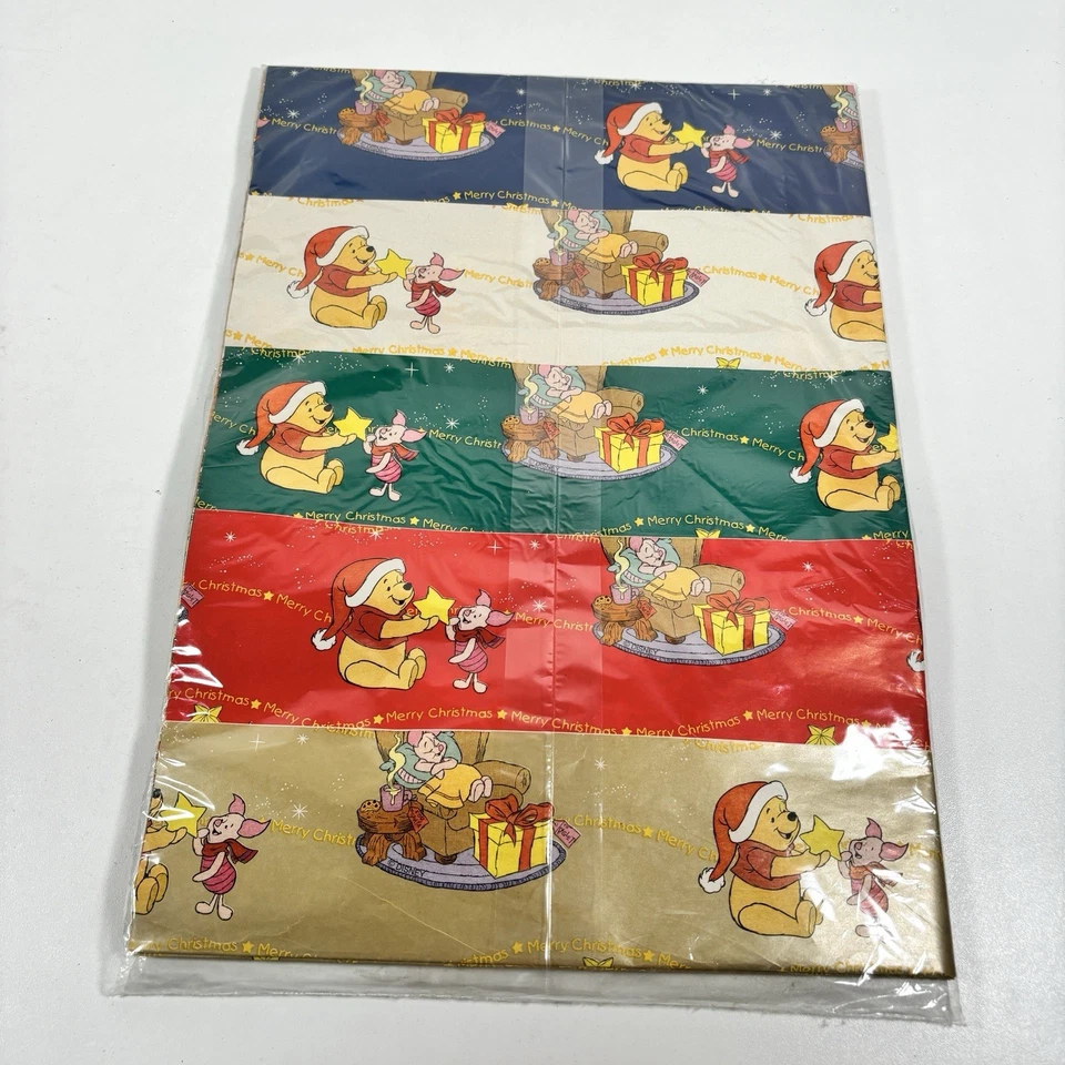 Vintage 1990s Disney Winnie The Pooh Christmas Gift Wrap Wrapping Paper - Image 4 of 4
