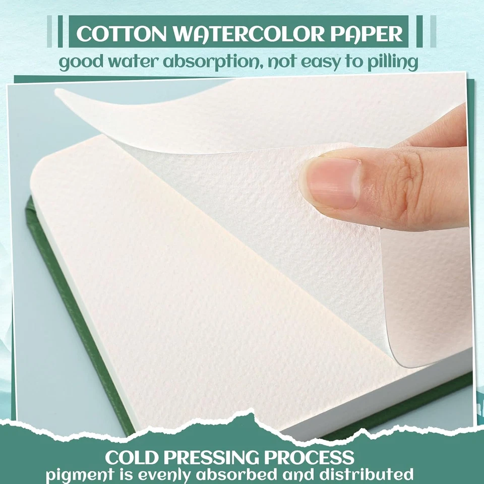 40 张水彩日记 4x6 英寸,140 磅/300 GSM 水彩素描本 冷... — 第 4/4 张图片