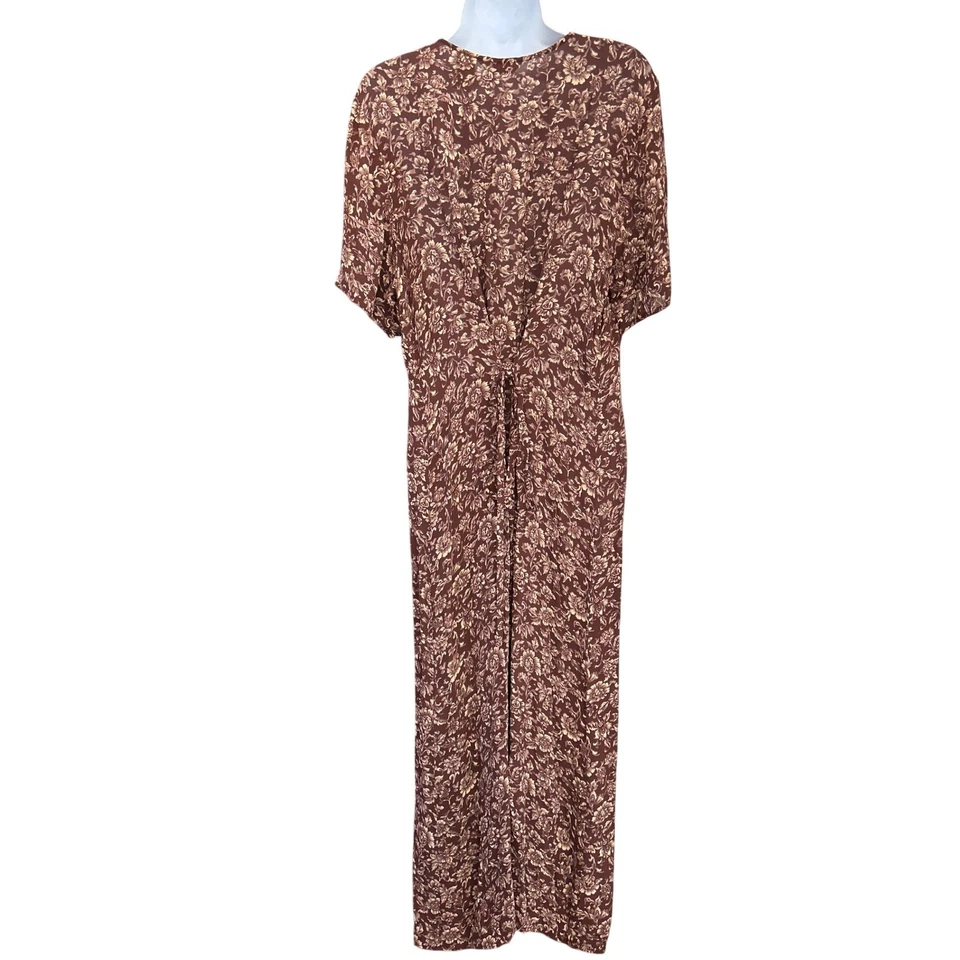 Maxi Vestido Floral AKA Eddie Bauer Hong Kong Marrón Chocolate Cottagecore Pradera Foto 3 de 4