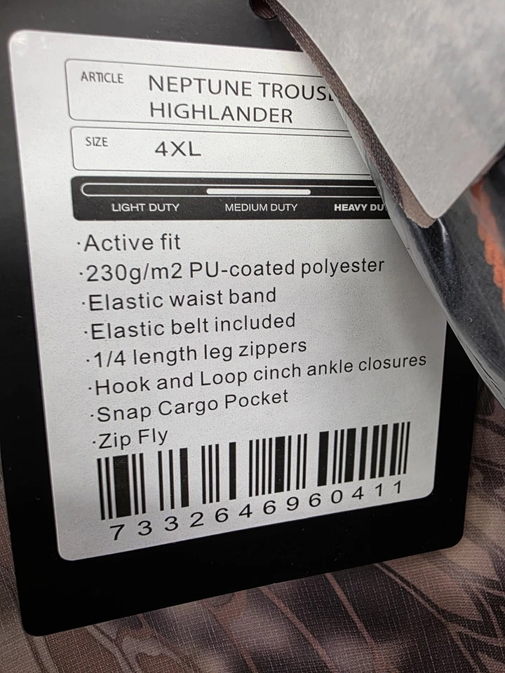 Grundens Pantalones Para Hombres 4XL Neptuno Pantalones Highlanders Pesca Caza Cinturón Nuevo Con Etiquetas  Foto 3 de 4