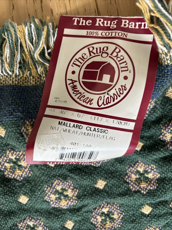 Vintage Rug Barn Mallard Duck Cotton Woven Tapestry Throw Blanket 46x67 NWT USA - Image 3 of 3