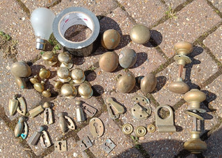 Vintage Reclaimed Brass Door Furniture Job Lot Victorian Knobs Escutcheons Hand