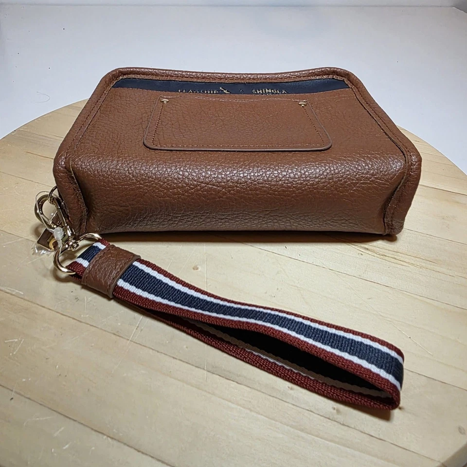Shinola Detroit Bolso de Aseo Marrón Imitación Cuero con Correa de Muñeca Para AA Nuevo Foto 2 de 4