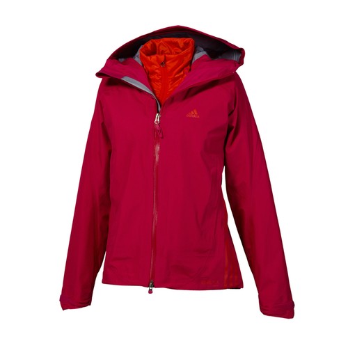 $495 Adidas WOMENS Terrex Swift 3 IN 1 Gore-Tex Jacket ACTIVE SHELL PINK L LARGE - Afbeelding 1 van 2