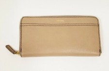 FOSSIL RFID BLOCKING HEIDI TAUPE,BEIGE PEBBLED LEATHER,GOLD ZIPPER,CLUTCH WALLET