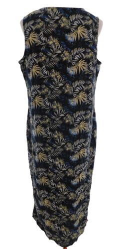 Briggs Women's Large Dress Sleeveless Black Floral Mid-Length Linen Blend - Picture 3 of 5