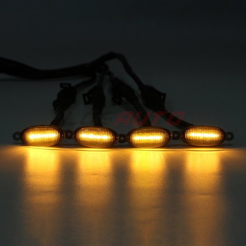 For Ford F150 Raptor 2017-2020 Yellow LED Front Grille Lights Running Lamps 4Pcs - Picture 8 of 10
