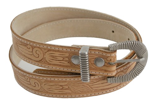 Vintage Doppia Vita Brown Leather Belt Ornate Metal Accents  display picture 3