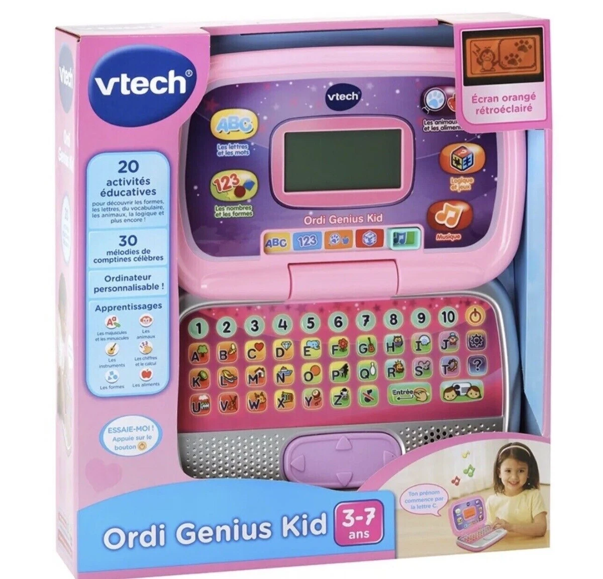 Ordinateur VTECH orange pour enfant fille garçon 4 5 6 7 ans