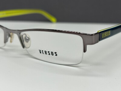 Versus Versace Brille Damen Silber Blau Chrome Eckig habrand 7058 schmal 90er