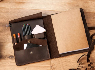 for A4 sketchbook book bag notebook jacket cover slipcase cow leather brown Q89