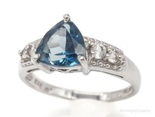 Vintage London Blue White Topaz Sterling Silver Ring - Size 8