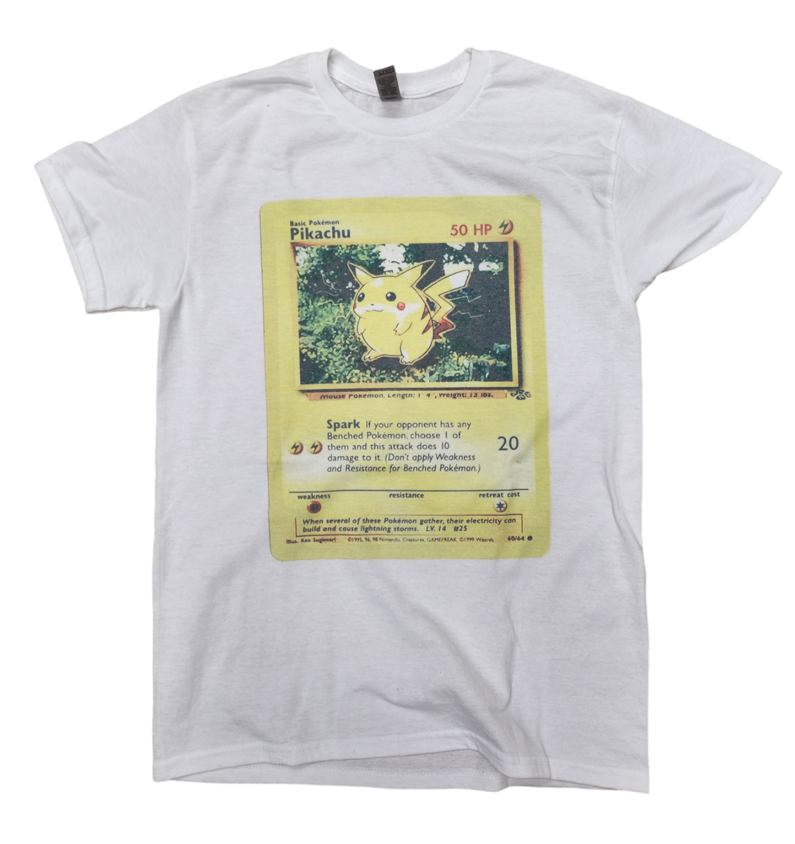 Pokemon Pikachu card Adult T-Shirt white vintage graphic | eBay