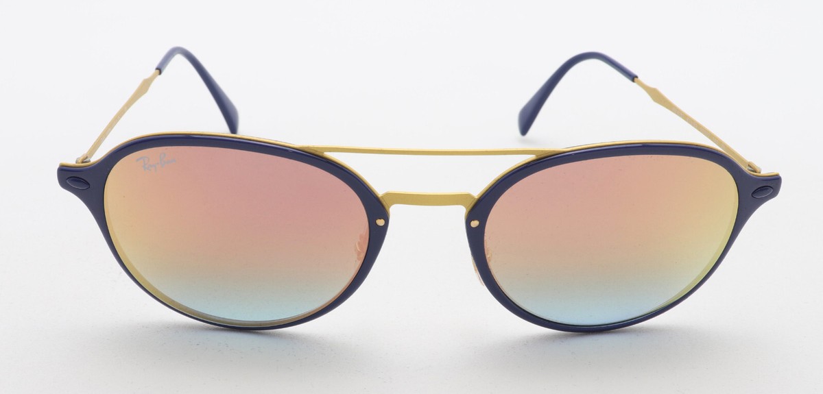 NEW RAY BAN GLOSS BLUE SUNGLASSES WITH PINK GRADIENT MIRROR
