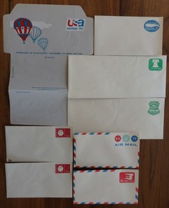 Lot of 17 US stamped envelopes, 8 mint, 9 used.