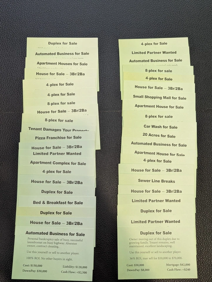 Rich Dad Cashflow Investing 101 piezas de repuesto para juegos de mesa - tarjetas de grandes ofertas Foto 3 de 3