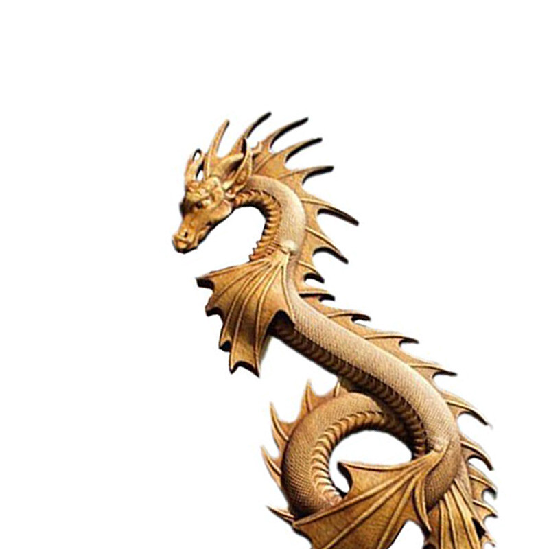 Wooden Carving Resin Craft Ornaments Wall Hanging Dragon Statue Home
