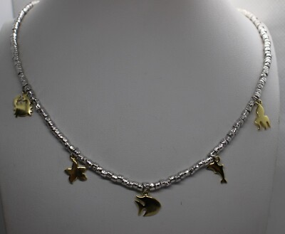 DODO STYLE HALSKETTE MEERLINIE CHARMS GOLD RHODINIERTE NUGGETS 45 CM SILBER EXPLOIT