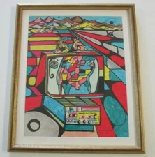 SABARATNAM PAINTING PSYCHEDELIC ABSTRACT  EXPRESSIONISM INDIA SURREALISM MOD