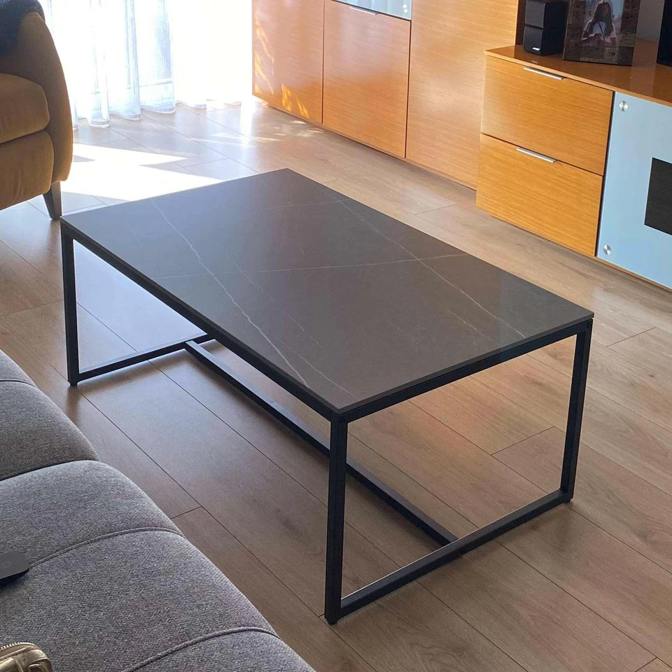 Coffee table ceramic sofa table marble effect 100x60x43 cm living room table coffee table - Image 3 of 4