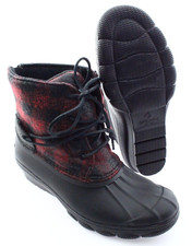 SPERRY Women's SALTWATER STS99995 Waterproof (Black/Red Plaid) DUCK BOOTS - 7M