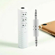 White Wireless Bluetooth Receiver 3.5mm AUX Audio Stereo Music Home Car Adapter
