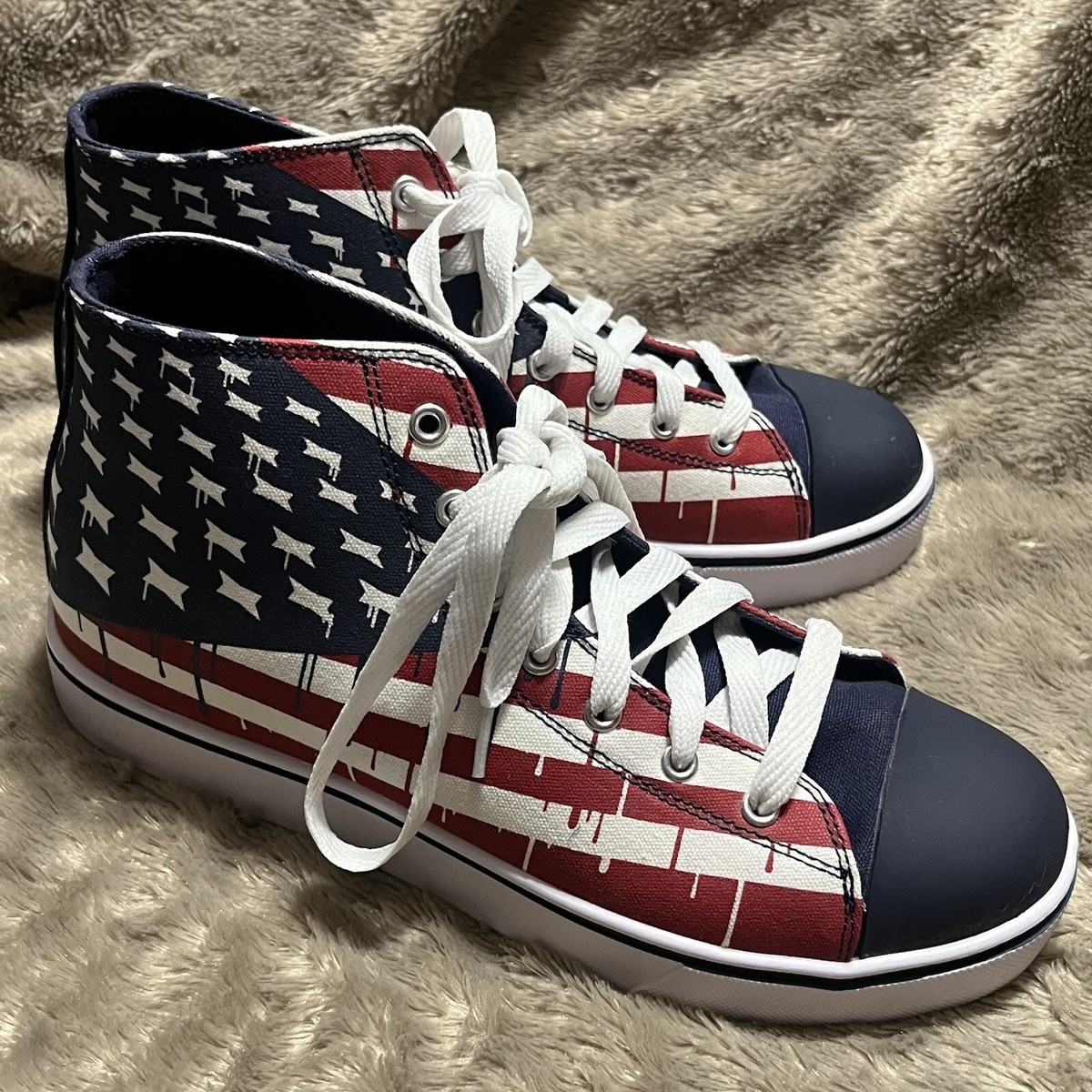 NEW Heelys Hustle American Flag Canvas Sneaker Shoes Hi Top  display picture 2