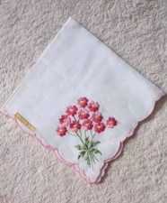 Vtg Hankie 1950 French Zone Austria Handkerchief Embroidered Fancy Cotton MWT