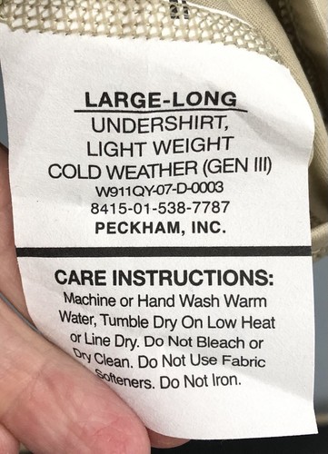 (2x) NWT GEN III Coyote Tan Army Polartec Cold Weather Lightweight Undershirt LL - Picture 3 of 3