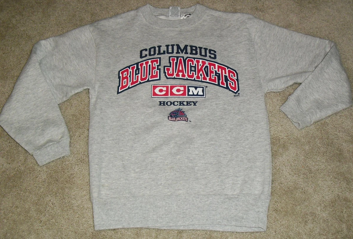 COLUMBUS BLUE JACKETS hockey kids sweatshirt CCM youth med sz 5-6 logo  crewneck