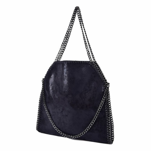 Woman Shoulder Bag Large Shoulder Black Color with Eco Leather Chains - Picture 5 of 15