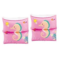 Kids Inflatable Swim Armbands Pink Seahorse