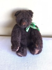 Vintage 1985 Chocolate Brown 5 Way Jointed Posable Teddy Bear Plush Animal 8"H