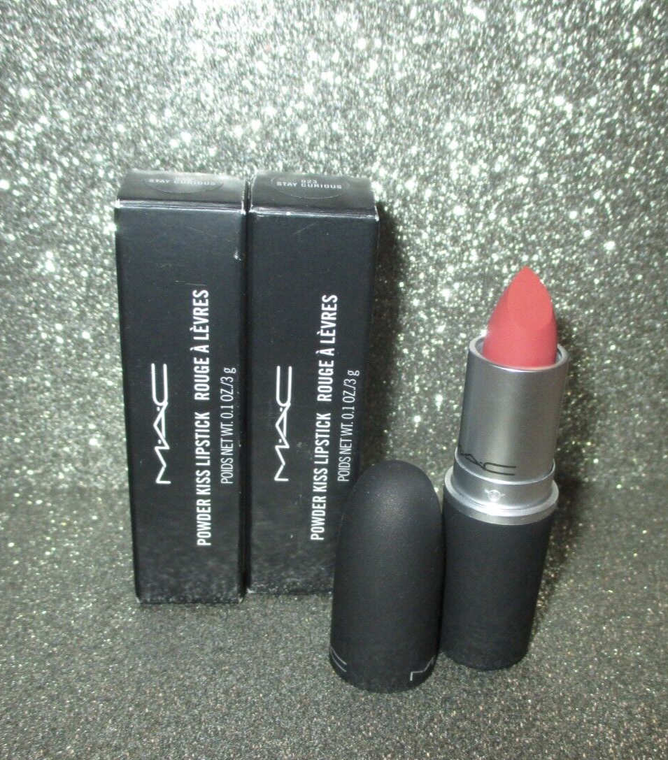2 x MAC Powder Kiss Lipstick Stay Curious 0.1oz/3g #923 NIB | eBay