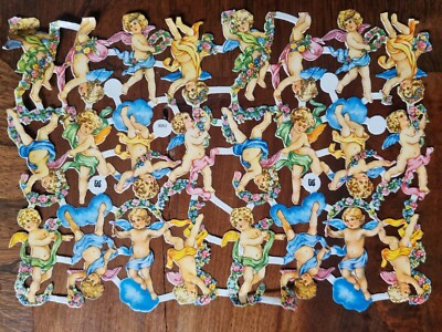 Alt Glanzbilder Oblaten Scraps vor 1960 EAS 3062 Engel  mit Blumen 24 Bilder
