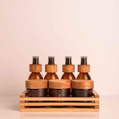 Eco-friendly kitchen set ''Practical No. 2'': glass containers and wooden elements