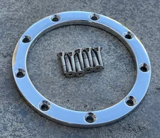 HORN BUTTON RING 9 BOLT BEAUTY FOR LECARRA BOYDS STEERING WHEEL HOT ROD & BOLTS